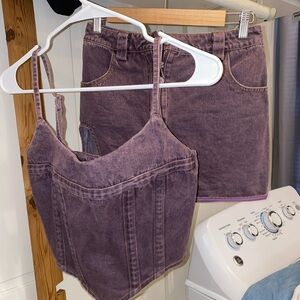 Purple Denim Skirt and Top Set